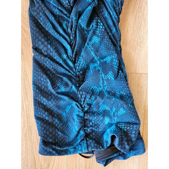 ALK Women's M Express Ruched Side Strapless Tube Top Blouse Shirt Snakeskin Blue - Picture 3 of 7